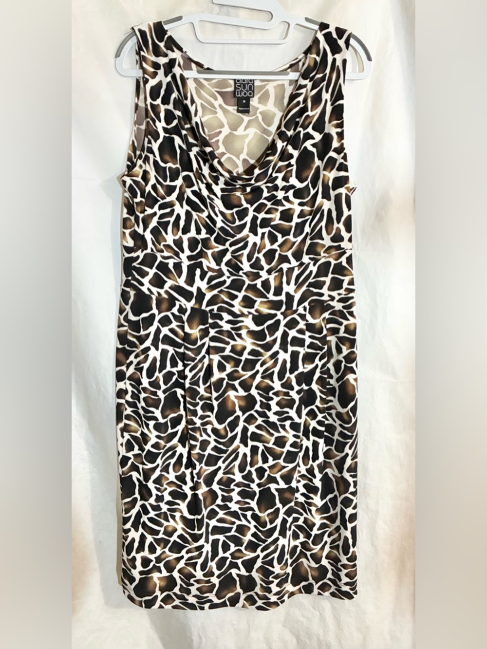 Clara Sun Woo Ethnic Print Dress Sz M Cowl Neck Party Fun & Flirty USA